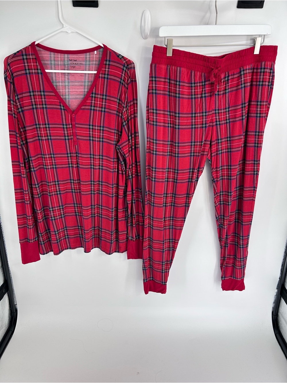 Little Sleepies Women's Pajama  Holiday Jogger Set in Noel Red Plaid - Size L